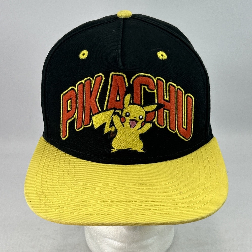 POKEMON Pikachu Hat Cap Snap Back Embroidered Spell Out Adult Game Freak 2016